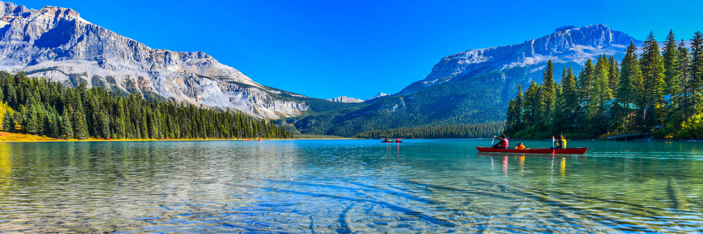 Panoramic Canvas Emerald Lake Yoho & Mountain Photograph High Quality 100% Australian Made Wall Canvas Print Ready to Hang