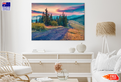 Mountain & Trees Sunset Sky View Print 100% Australian Made