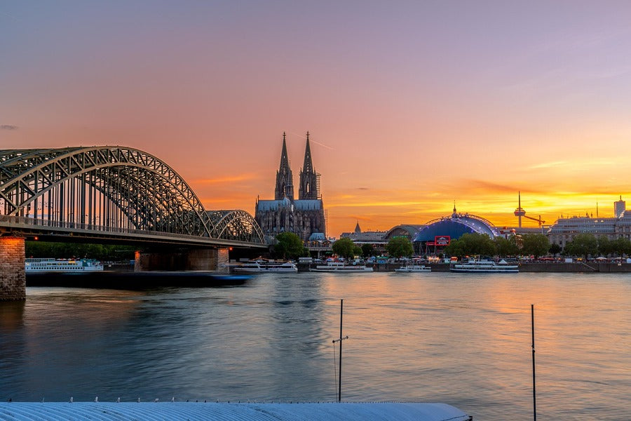 Hohenzollern Bridge & Saint Martin Church Sunset Photograph, Germany Print 100% Australian Made
