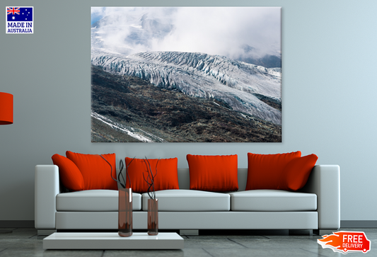 Snow Covered Mountain & Blue Sky View Print 100% Australian Made