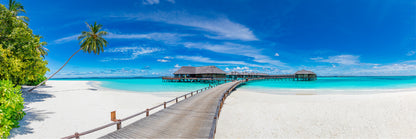 Panoramic Canvas Beach Restaurant on Wooden Pier Over Sea Photograph High Quality 100% Australian Made Wall Canvas Print Ready to Hang