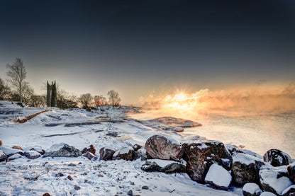 Snow Rocks near Seashore Sea View Photograph Home Decor Premium Quality Poster Print Choose Your Sizes