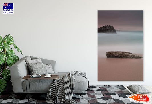 Rock on Sea Sand & Dark Sky View Photograph Print 100% Australian Made