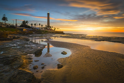 Seascape with Lighthouse Sunset Photograph Print 100% Australian Made