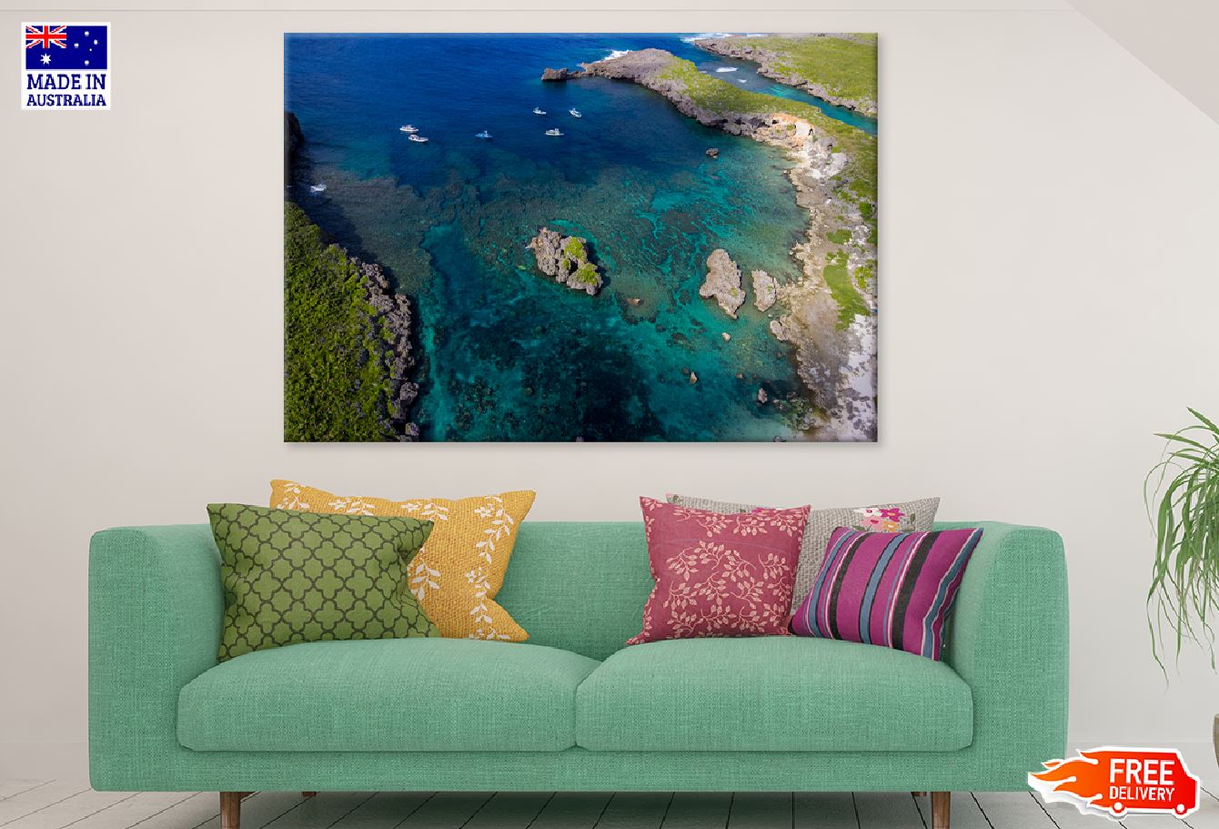 Porto Limnionas Beach Aerial View Photograph Print 100% Australian Made