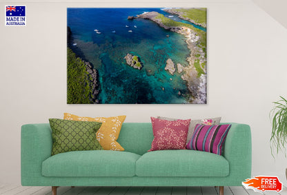 Porto Limnionas Beach Aerial View Photograph Print 100% Australian Made