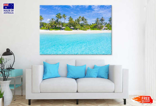 Palms on Sandy Beach Photograph in Maldives Print 100% Australian Made