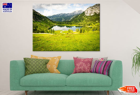 Green Valley near Alp Mountains View Photograph Print 100% Australian Made