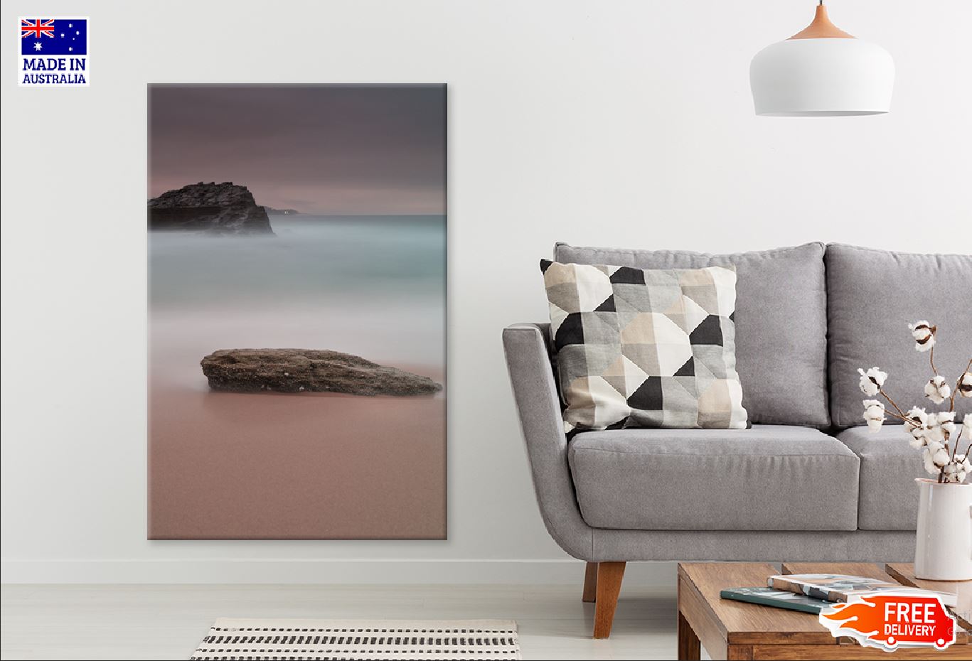 Rock on Sea Sand & Dark Sky View Photograph Print 100% Australian Made