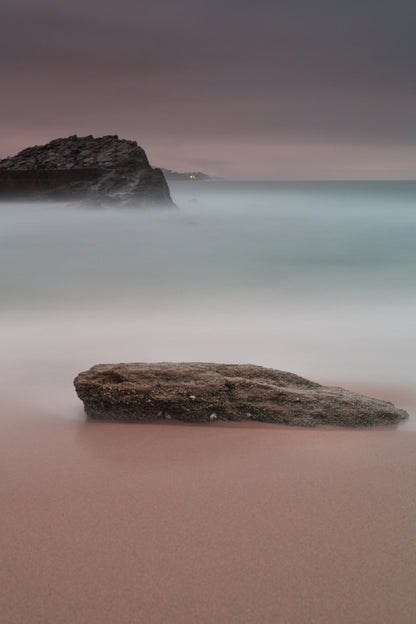 Rock on Sea Sand & Dark Sky View Photograph Home Decor Premium Quality Poster Print Choose Your Sizes