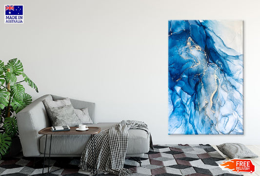 Blue & White Texture Abstract Design Print 100% Australian Made