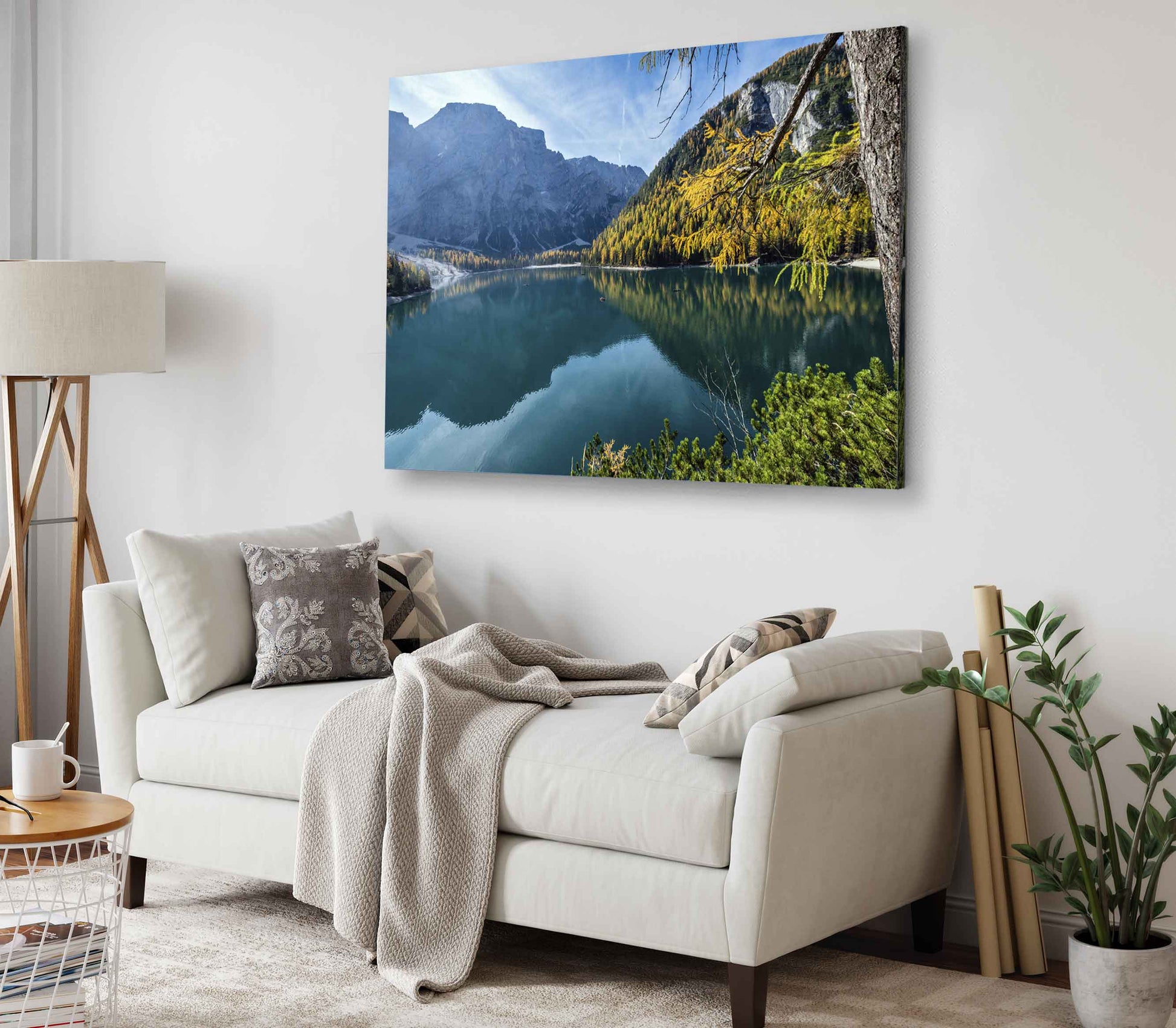 Bella Home Autumn Alpine Lake Print Canvas Ready to hang