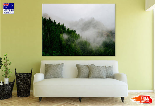 Misty Forest Fog Aerial View Photograph Print 100% Australian Made