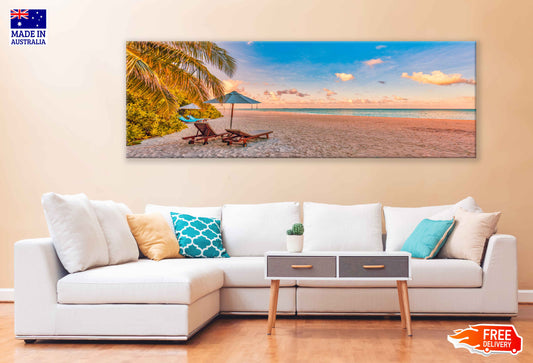 Panoramic Canvas Summer Island Sunset View Photograph High Quality 100% Australian Made Wall Canvas Print Ready to Hang