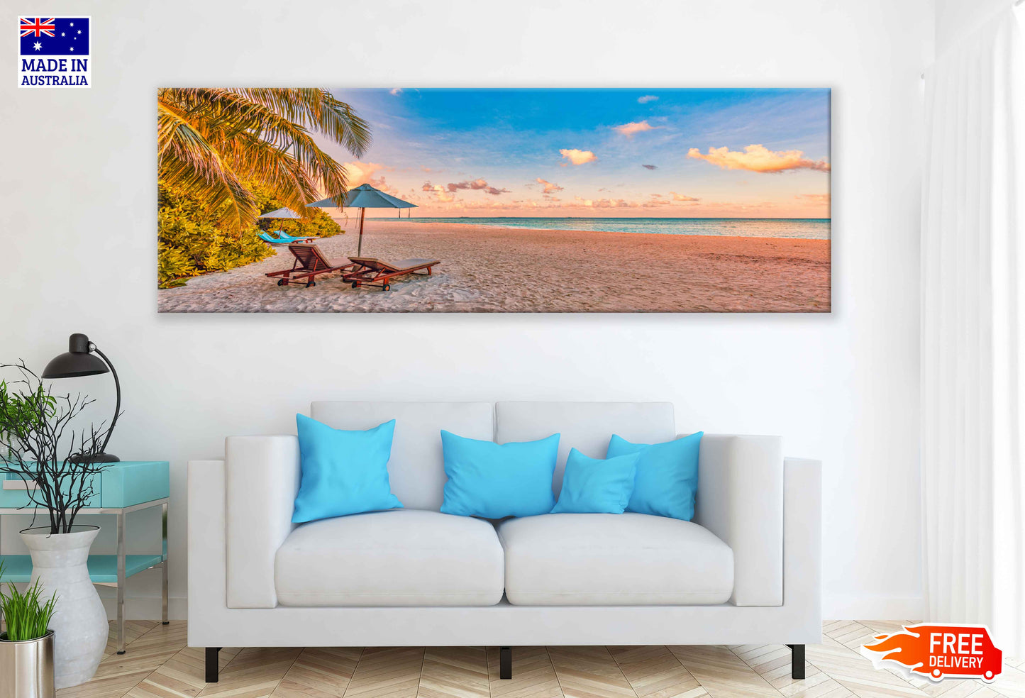 Panoramic Canvas Summer Island Sunset View Photograph High Quality 100% Australian Made Wall Canvas Print Ready to Hang