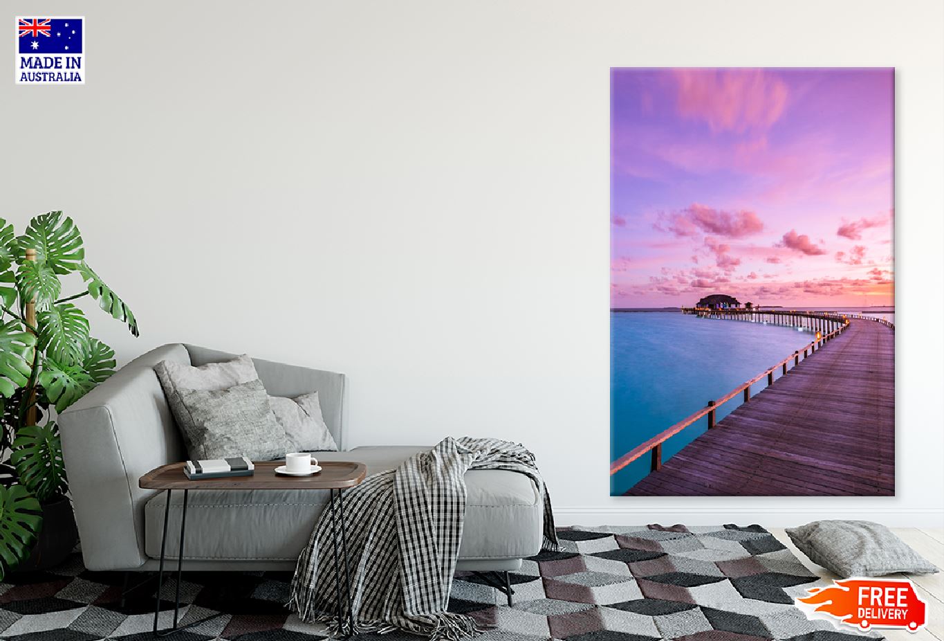 Villas Seascape with Soft Lights View Photograph Print 100% Australian Made