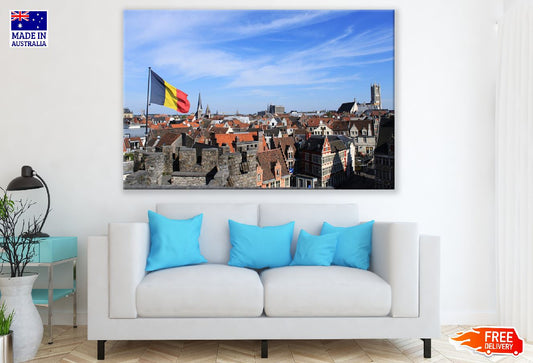 Korenmarkt City Roof View Photograph Belgium Print 100% Australian Made