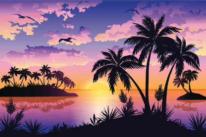 Palm Trees & Sunset Sky Scenery View Photograph Print 100% Australian Made