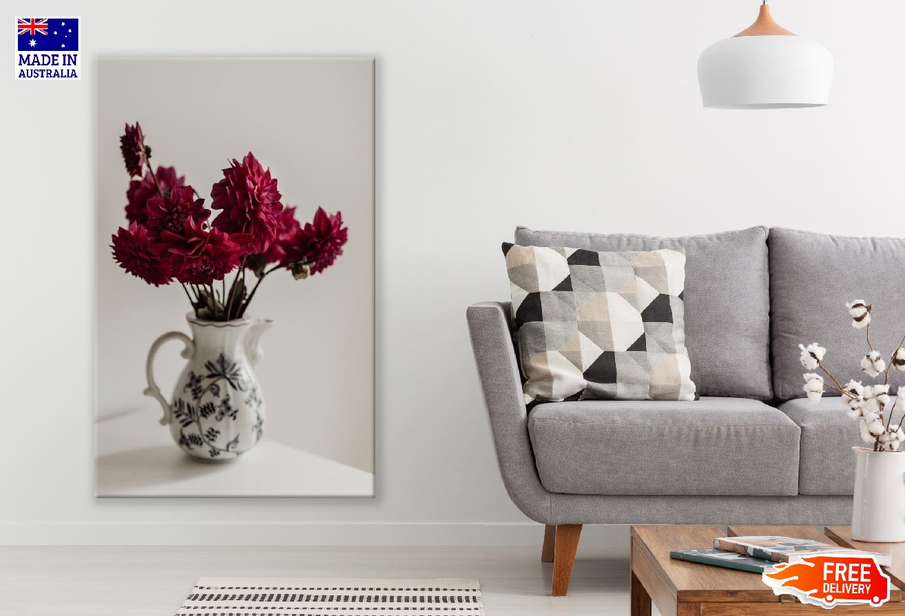 Red Petaled Flowers with Vase Photograph Print 100% Australian Made