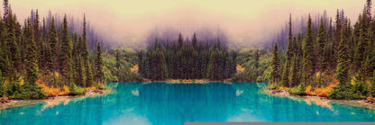 Panoramic Canvas Trees Near Blue Lake View Photograph High Quality 100% Australian Made Wall Canvas Print Ready to Hang
