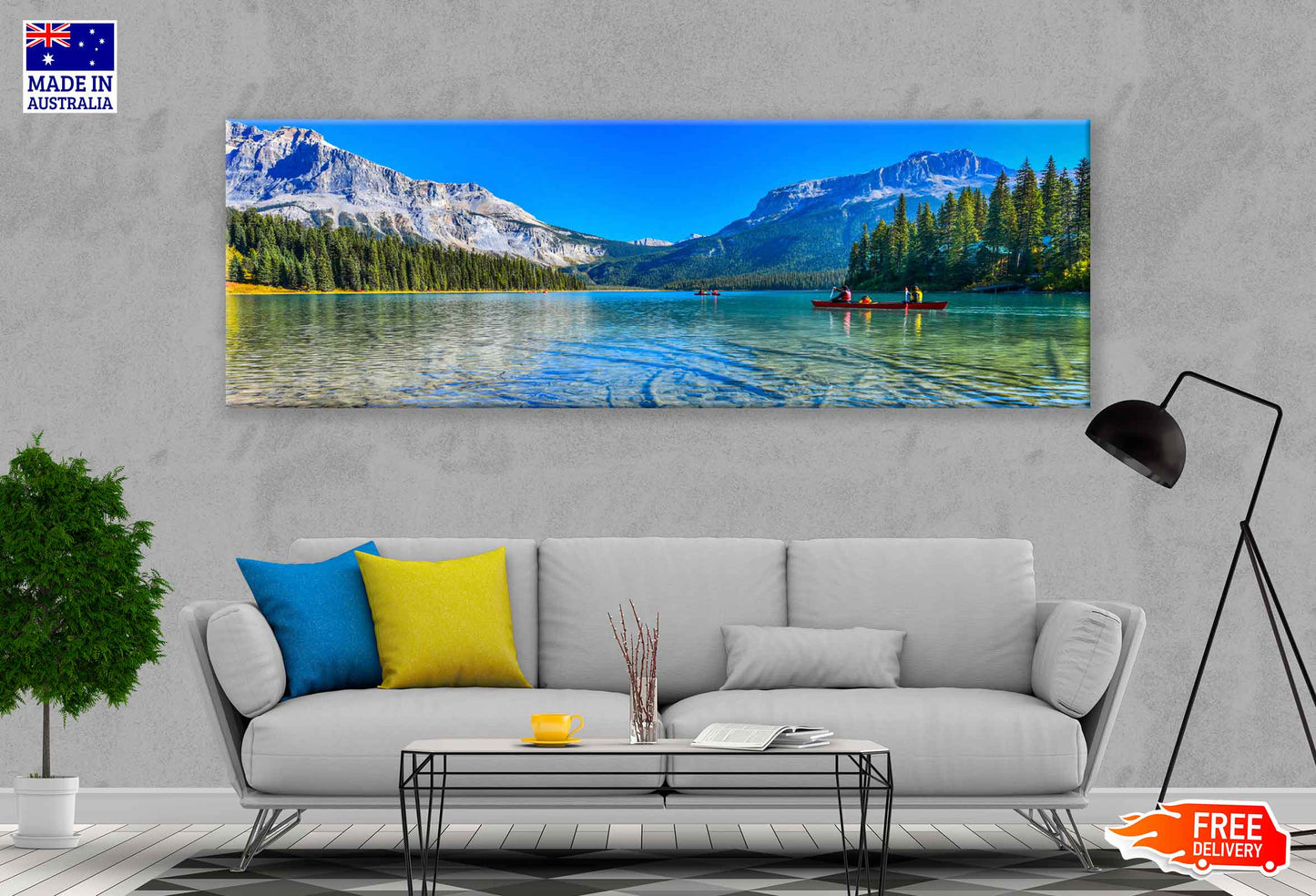 Panoramic Canvas Emerald Lake Yoho & Mountain Photograph High Quality 100% Australian Made Wall Canvas Print Ready to Hang