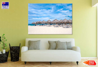 Beach Huts near Sandy Beach View Photograph Print 100% Australian Made