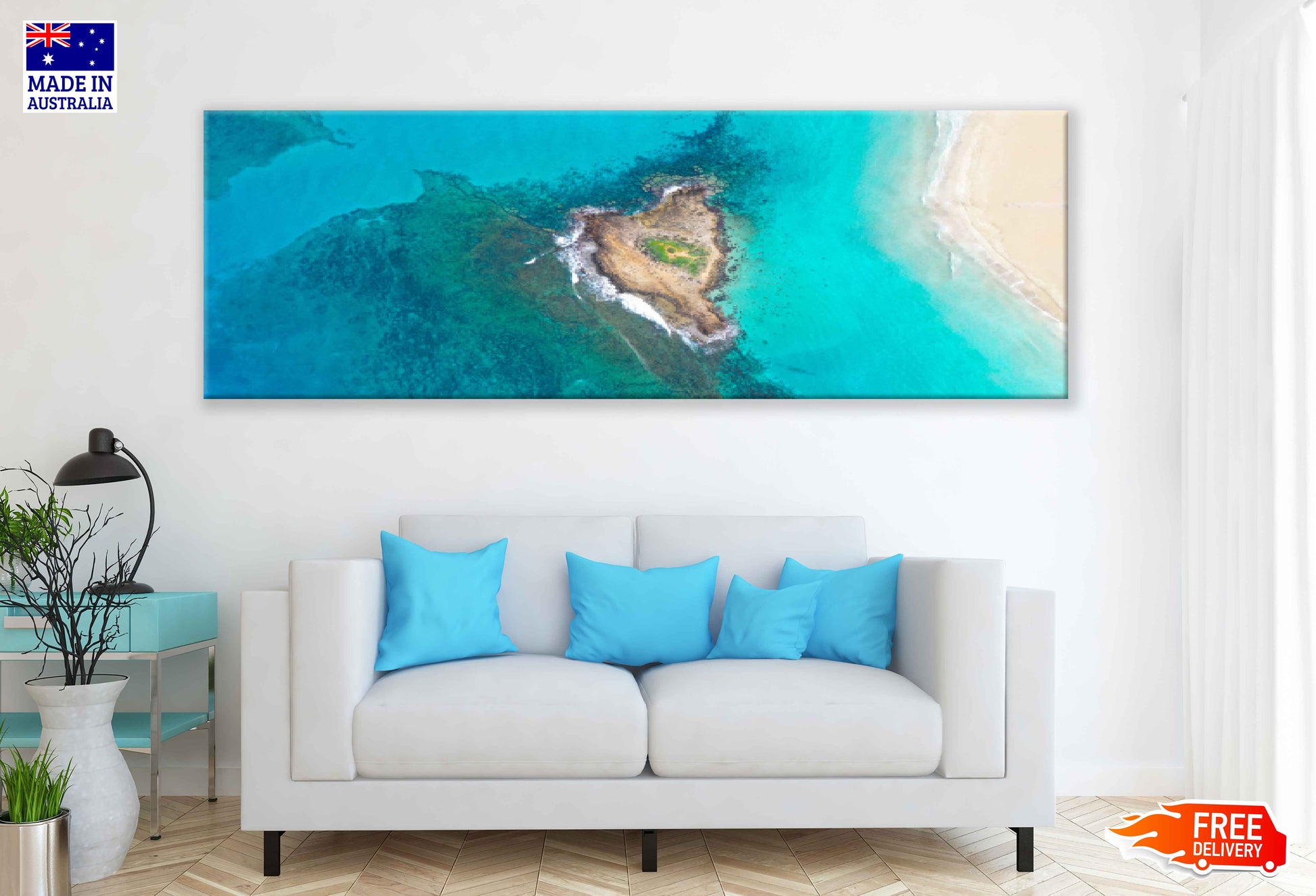 Panoramic Canvas Fig Tree Bay Island View Photograph High Quality 100% Australian Made Wall Canvas Print Ready to Hang