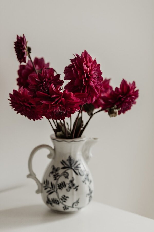 Red Petaled Flowers with Vase Photograph Print 100% Australian Made