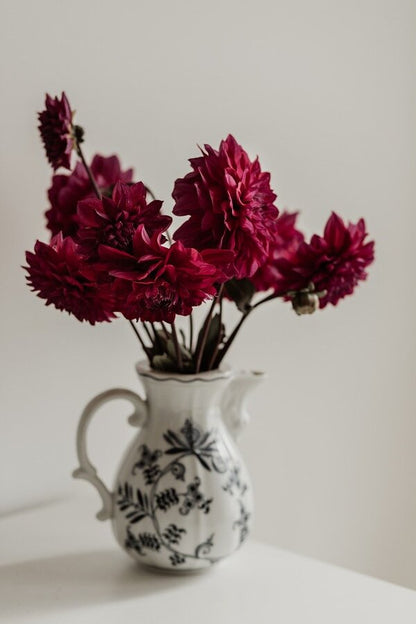 Red Petaled Flowers with Vase Photograph Print 100% Australian Made