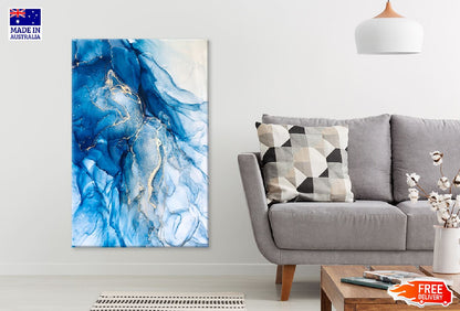 Blue & White Texture Abstract Design Print 100% Australian Made