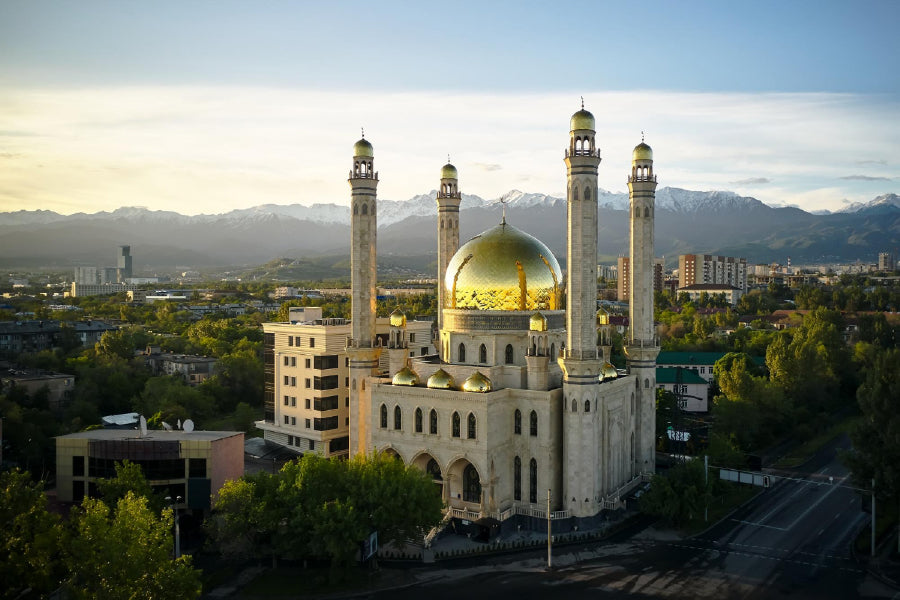 Gold Dome Mosque View Photograph Kazakhstan Print 100% Australian Made