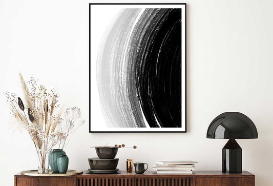 B&W Watercolor Brush Strokes Abstract Design Home Decor Premium Quality Poster Print Choose Your Sizes