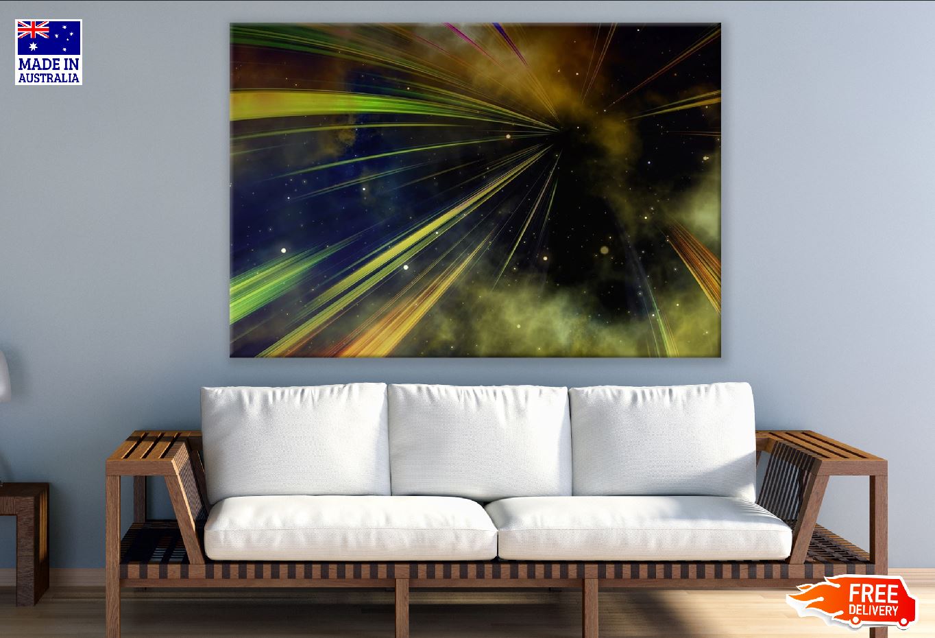 Green Yellow Digital Abstract Design Print 100% Australian Made
