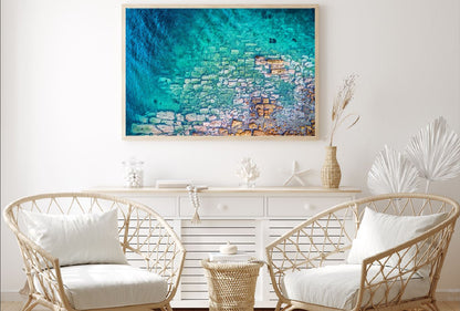 Stones on Clear Sea Water Aerial Photograph Home Decor Premium Quality Poster Print Choose Your Sizes