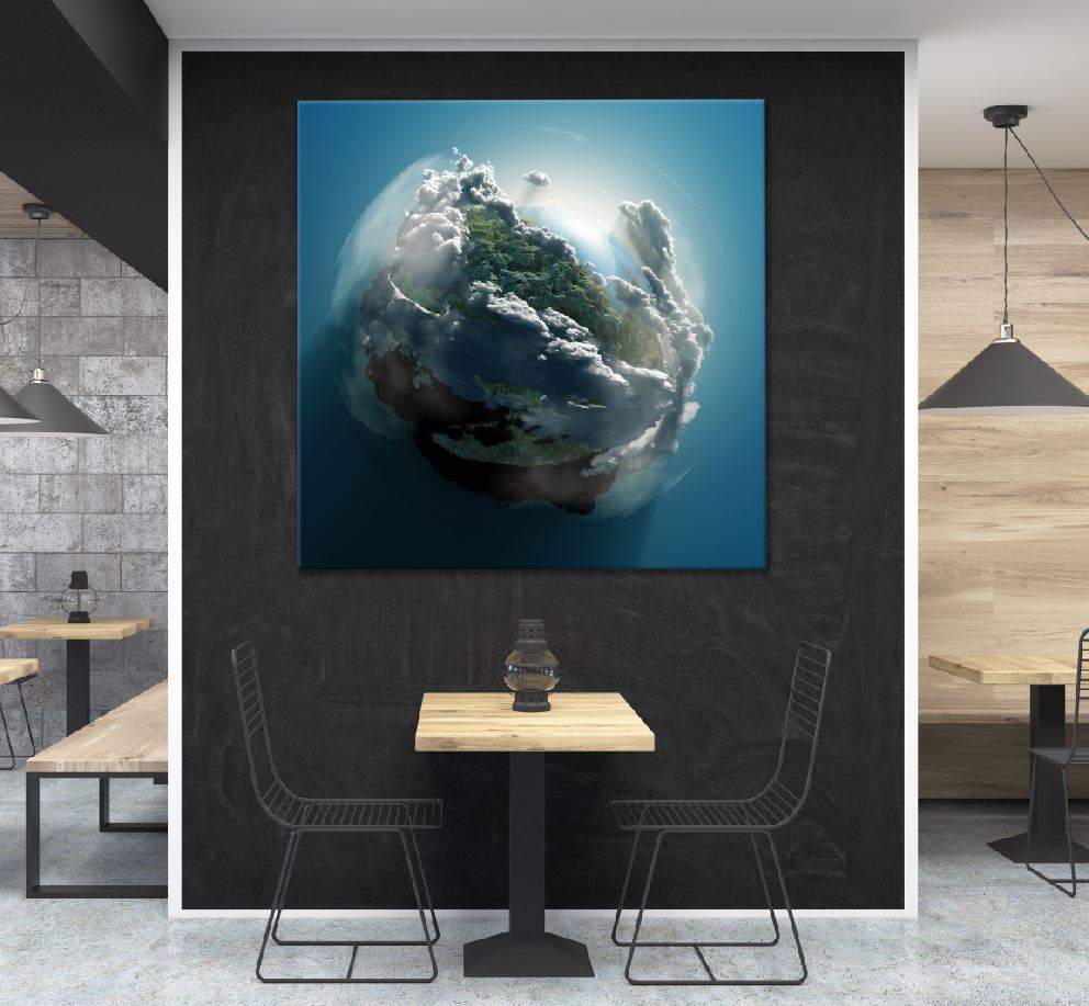 Square Canvas Planet with Clouds Digital Art High Quality Print 100% Australian Made