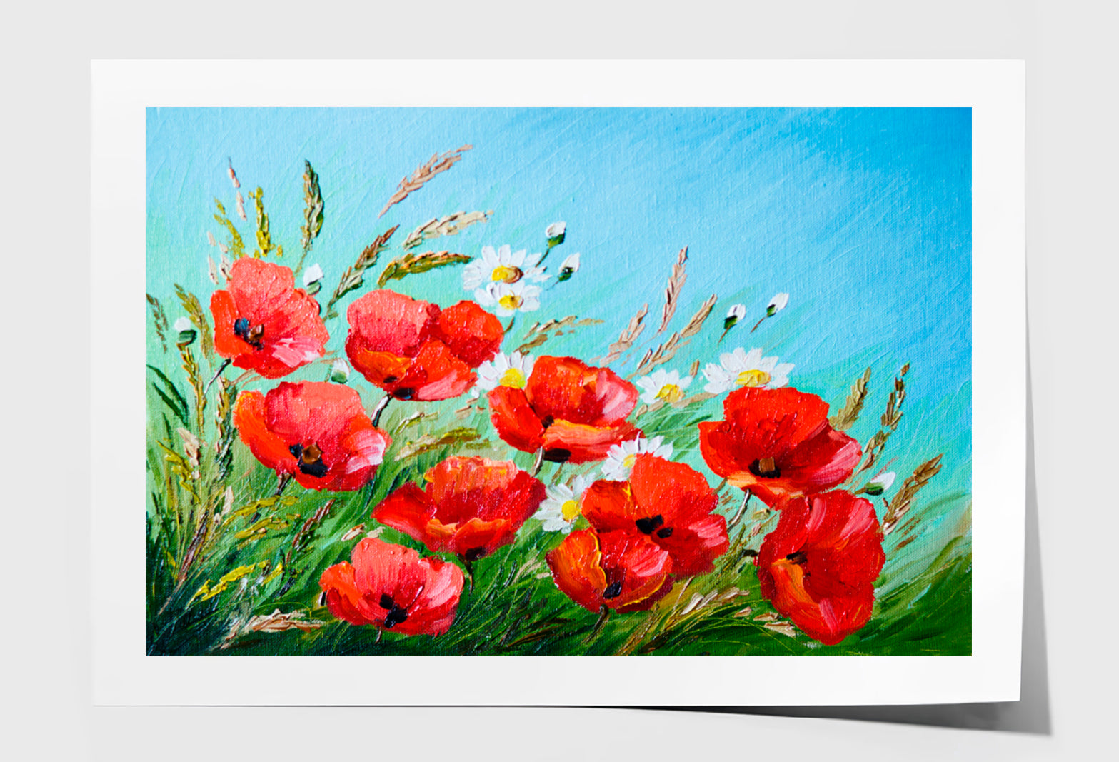 Poppies In The Field Oil Painting Wall Art Limited Edition High Quality Print Unframed Roll Canvas None