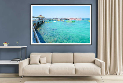 Boats on Chonburi Sea Photograph Thailand Home Decor Premium Quality Poster Print Choose Your Sizes