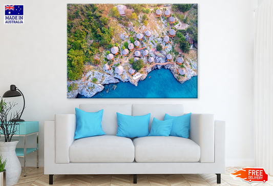 Beach Huts & Sea Aerial View Photograph Print 100% Australian Made