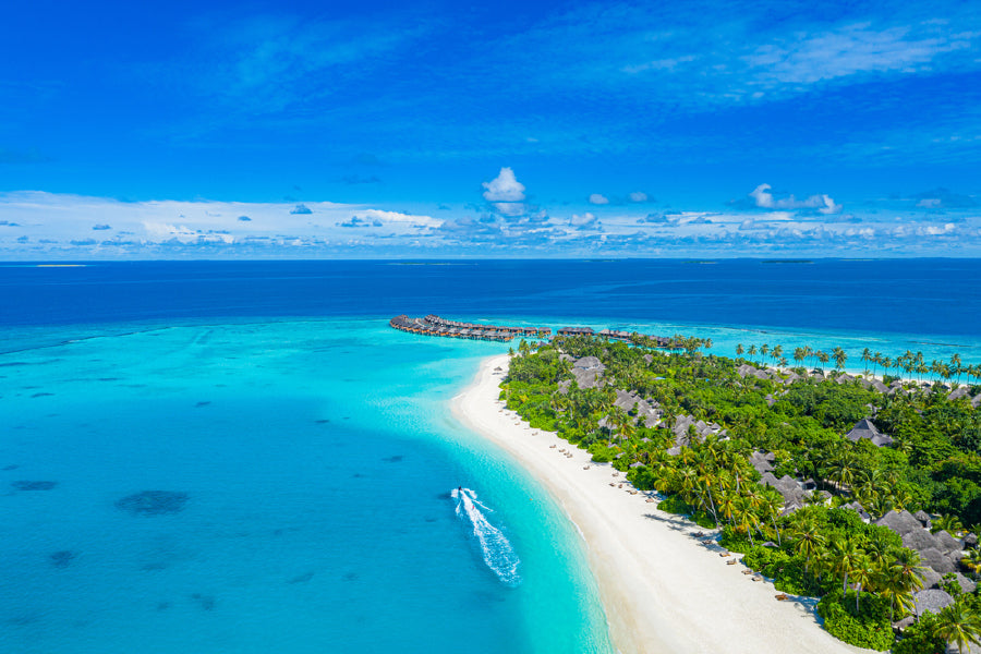 Villas & Sea Lagoon Beach Aerial View Photograph Home Decor Premium Quality Poster Print Choose Your Sizes