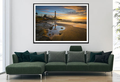 Seascape with Lighthouse Sunset Scenery Photograph Home Decor Premium Quality Poster Print Choose Your Sizes