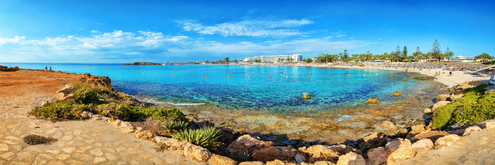 Panoramic Canvas Nissi Sea Coastline Sea View Photograph High Quality 100% Australian Made Wall Canvas Print Ready to Hang