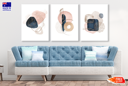 3 Set of Abstract Shapes Design High Quality print 100% Australian made wall Canvas ready to hang