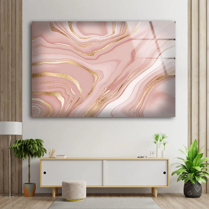 Pink & Gold Abstract Design Acrylic Glass Print Tempered Glass Wall Art 100% Made in Australia Ready to Hang