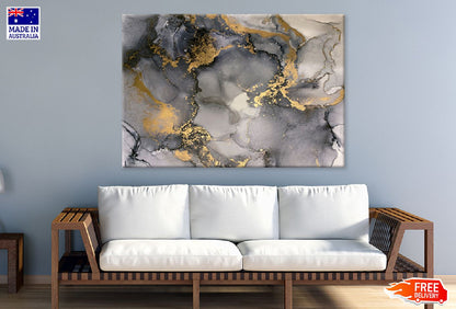 Black Grey & Gold Splash Abstract Design Print 100% Australian Made