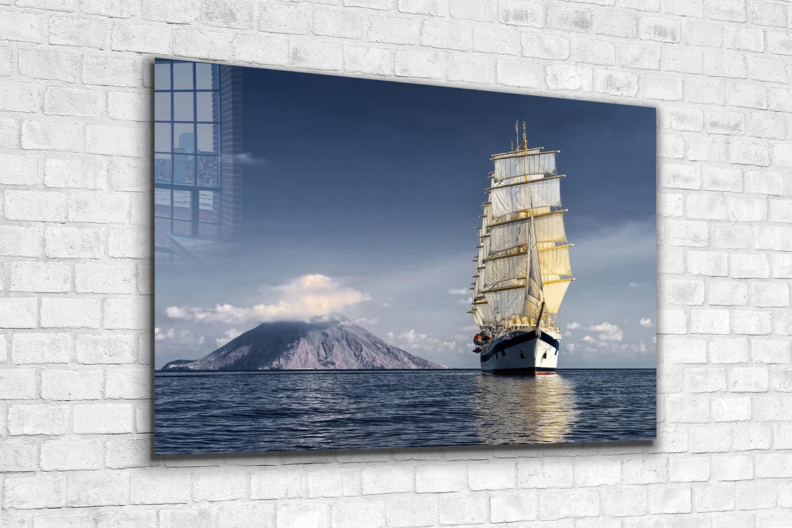 Sail Ship Ocean View Print Tempered Glass Wall Art 100% Made in Australia Ready to Hang