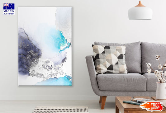 White Blue & Dark Blue Abstract Design Print 100% Australian Made