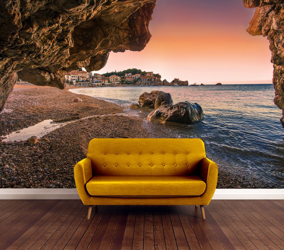 Wallpaper Murals Peel and Stick Removable Beach Cave High Quality