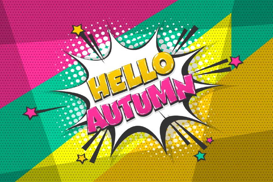 Hello Autumn Quote Colorful Design Print 100% Australian Made