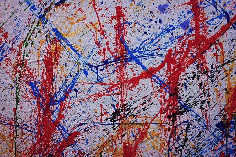 Orange Blue & Red Paint Lines Abstract Design Print 100% Australian Made
