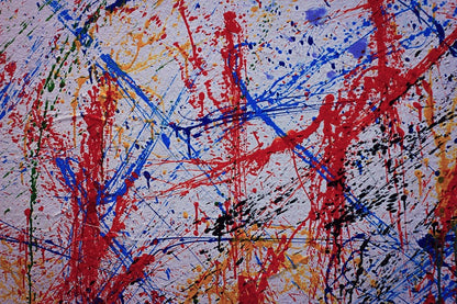 Orange Blue & Red Paint Lines Abstract Design Print 100% Australian Made